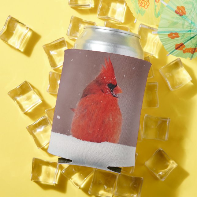 Porta-lata Snowy Cardinal Red Bird Cozy pode arrefecer (Verão in situ)