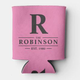 Porta-lata Sobrenome & Inicial Rosa e Preto