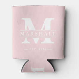Porta-lata Sobreposição de Monograma e Nome Pink Whisper