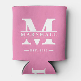 Porta-lata Sobreposição de Monograma e Nome Rosa