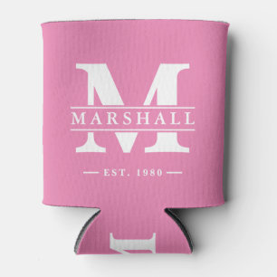 Porta-lata Sobreposição de Monograma e Nome Rosa