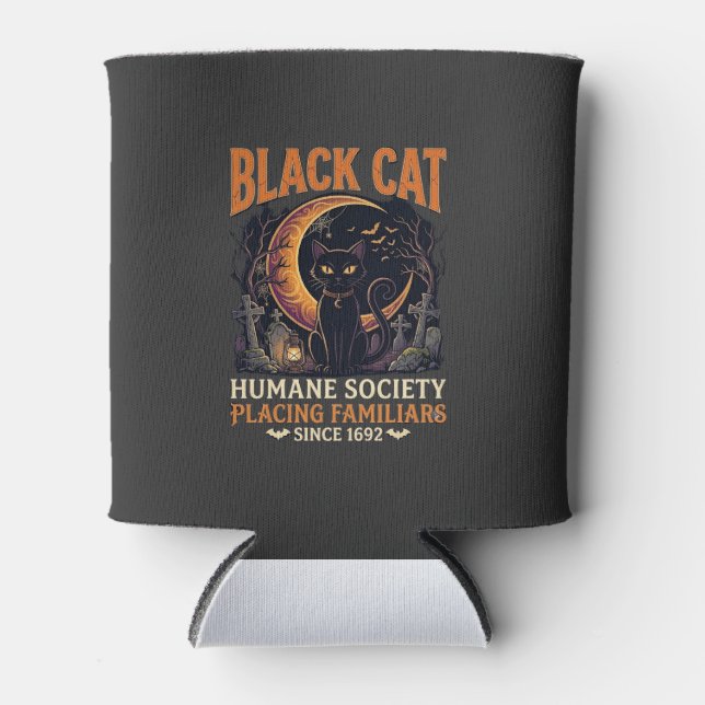 Porta-lata Sociedade Humana Black Cat Halloween Crescente Lua (Frente)
