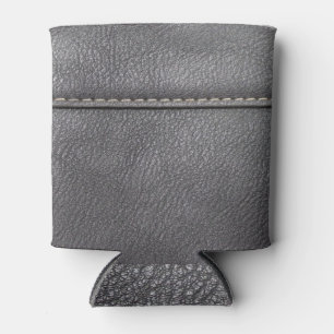 Porta-lata Sofisticação com legendas: luxo de couro preto