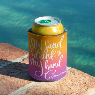 Porta-lata Sol Areia Bebida na Mão Gradiente Colorido  