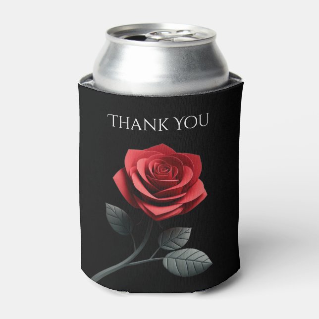 Porta-lata Solteiro Rosa vermelha Obrigado- (Can Front)