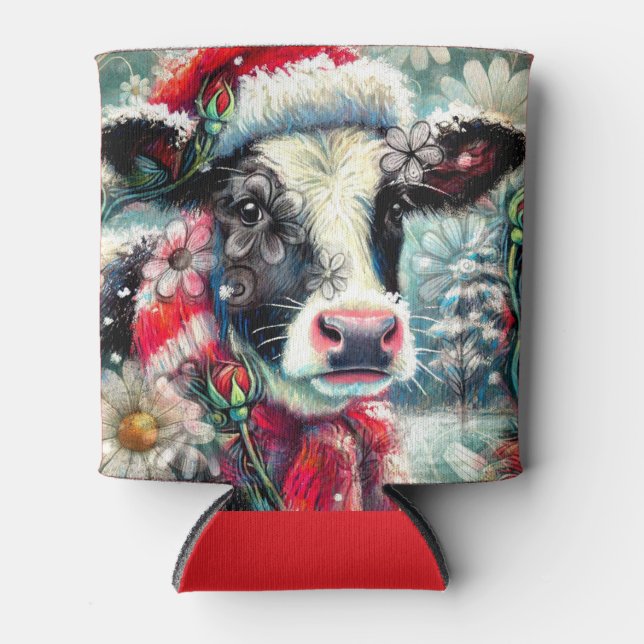 Porta-lata Sonho de Vaca do Horário Mais Quente Floral Vermel (Frente)