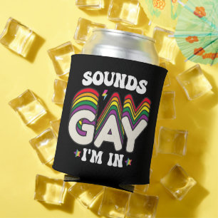 Porta-lata Sons Groovy de Orgulho LGBT Gay Estou Dentro