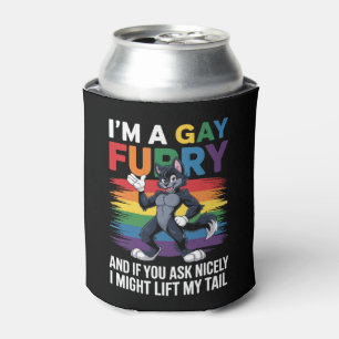 Porta-lata Sou um Raposo Arco-íris Gay Furry Orgulho de Lobo 