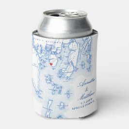Porta-lata Spruce Point Maine Map Casamento Favor Beber