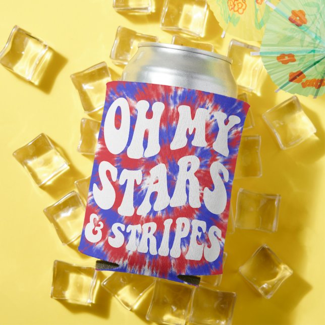 Porta-lata Stars and Stripes Retro Patriotic Tie Dye (Verão in situ)