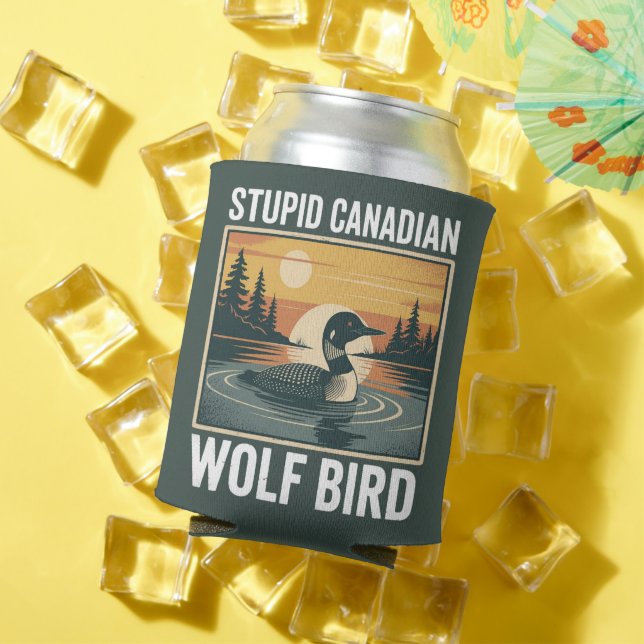 Porta-lata Stupid Canadian Wolf Bird Sarcastic Animal  (Verão in situ)