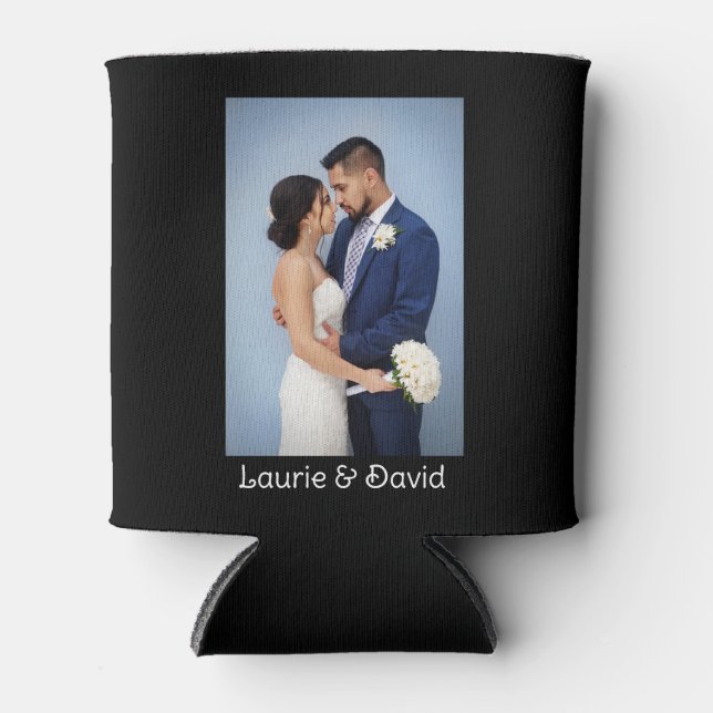 Porta-lata Sua foto e texto em preto personalizado (Frente)