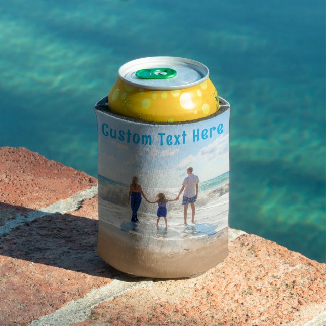 Porta-lata Sua foto pode resfriar com texto personalizado (Piscina in situ)
