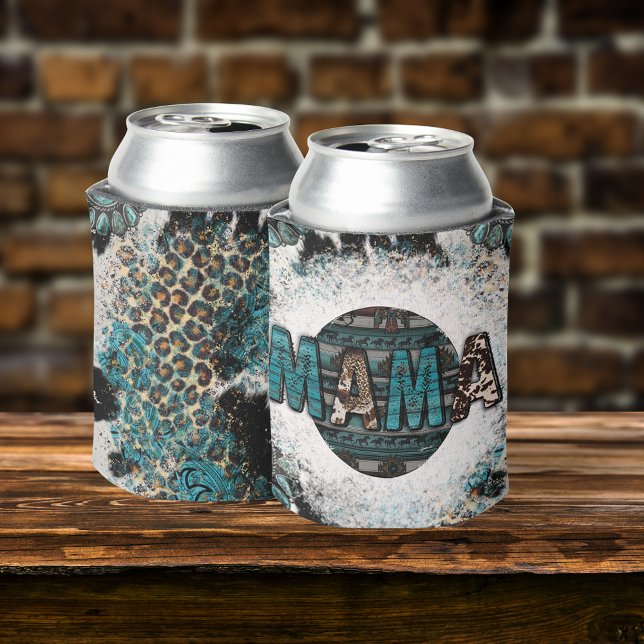 Porta-lata Sublimação da Vaca-Turquesa Mama Leopardo (Criador carregado)