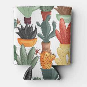 Porta-lata Suculentes, cactos: padrão floral fofo.