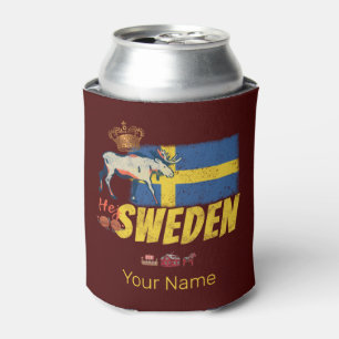 Porta-lata Suecia Vintage Flag Retro Moose Holidir Souvenir