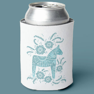 Porta-lata Sueco Dala Horse Green e White Can Cooler