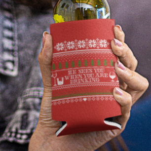 Porta-lata Suéter de Natal Feio e Divertido para Beber