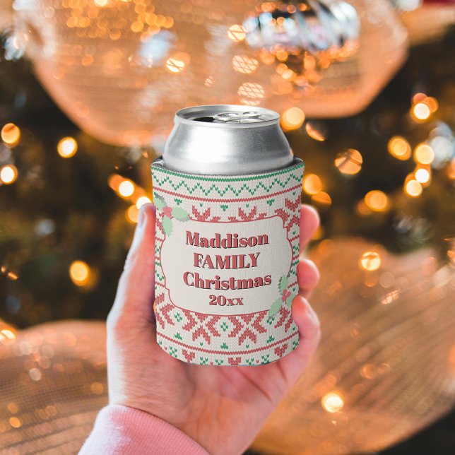 Porta-lata Suéter Feio de Natal Retro em Branco Esmaecido (Criador carregado)