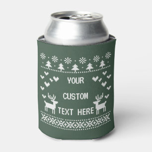Porta-lata Suéteres Feios de Natal com Texto Personalizado Ca