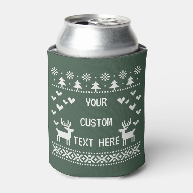 Porta-lata Suéteres Feios de Natal com Texto Personalizado Ca (Can Front)