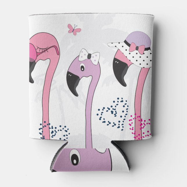 Porta-lata Summer Flamingo: Ilustração da Pratage. (Frente)