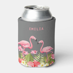Porta-lata Summer Flamingos salmão floral, cor-de-rosa, trop