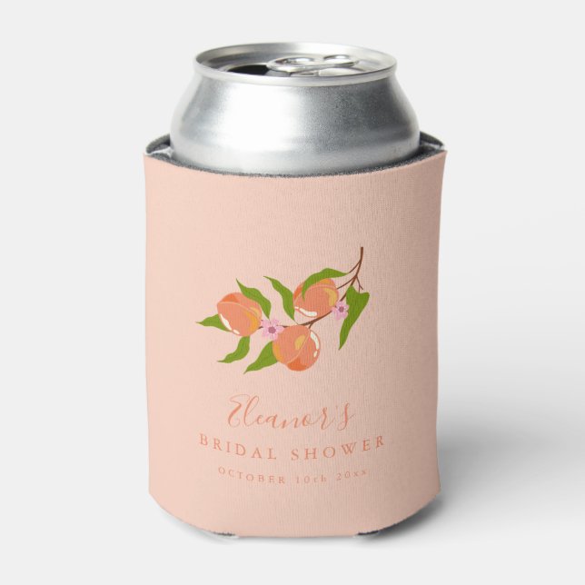 Porta-lata Summer Peach Fruit Boho Bridal Shower Favor (Can Front)