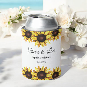 Porta-lata Sunflower Weding Cheers Floral