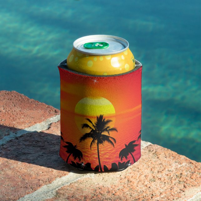 Porta-lata Sunset Beach Adicionar Nome Personalizado Pode Res (Piscina in situ)