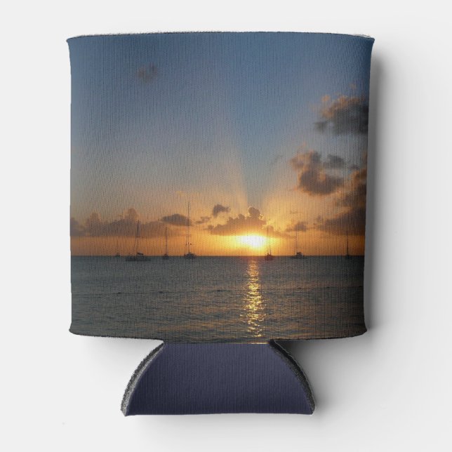 Porta-lata Sunset com Imagem de Paisagem Tropical de Barcos d (Frente)