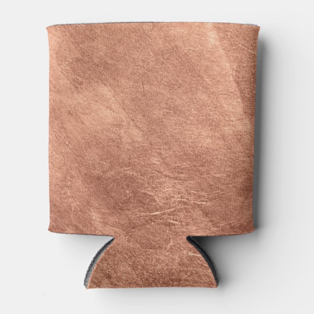 Porta-lata Superfície de cobre escovada, textura metálica. (Frente)