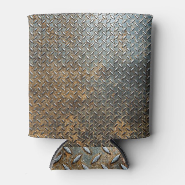 Porta-lata Superfície metálica, fundo de textura refletora. (Frente)