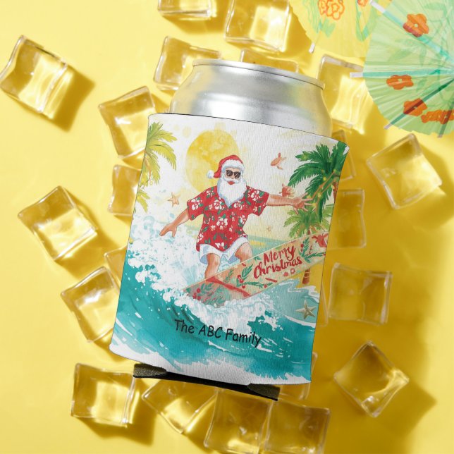 Porta-lata Surfing Christmas in July with SANTA CLAUS   (Verão in situ)