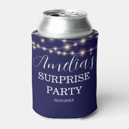 Porta-lata Surpresa de Aniversário Luzes de Corda Azul Marinh