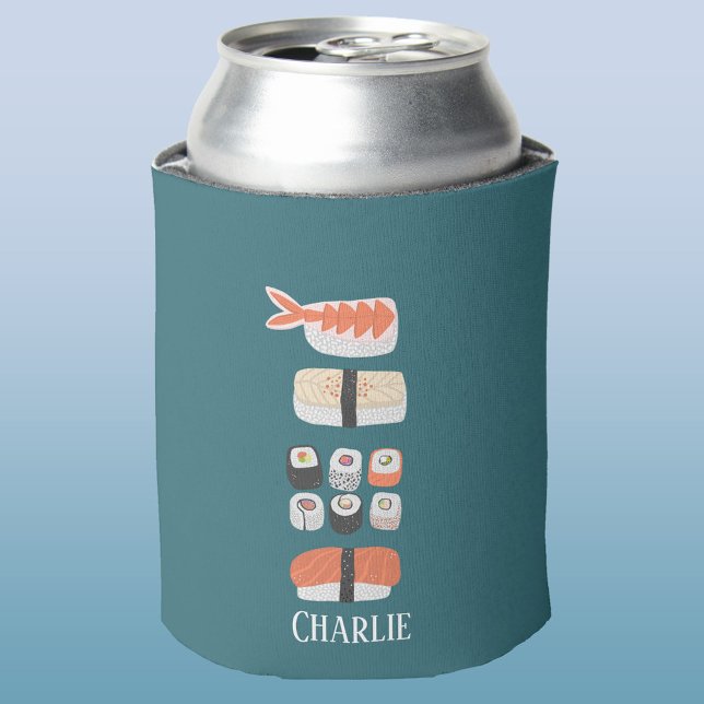 Porta-lata Sushi Nigiri Sashimi Maki Roll Nome Personalizado (Sushi personalized name can cooler)