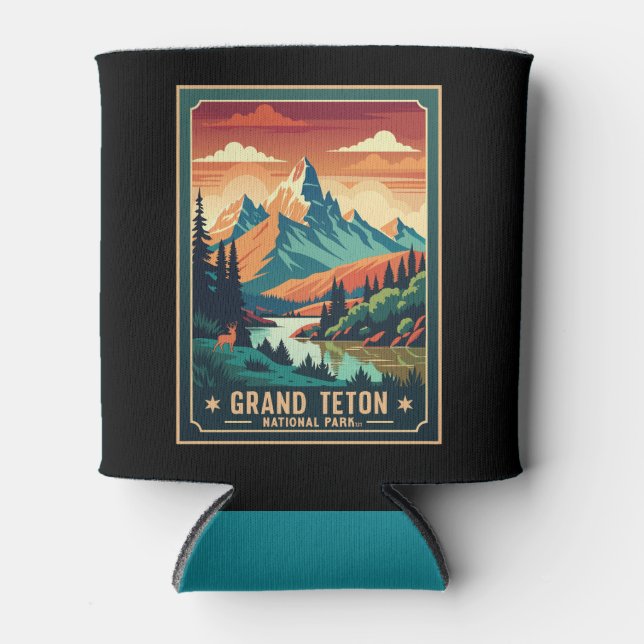 Porta-lata T-Shirt Rtro Grand Teton Hike Sunset (Frente)