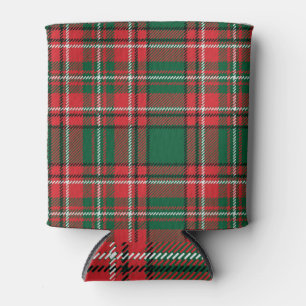 Porta-lata Tartan tradicional: padrão de xadrez verde-vermelh
