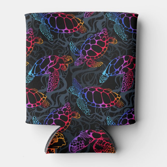 Porta-lata Tartaruga Psicodélica do Mar Boho (Frente)