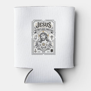 Porta-lata Tatuagem Jesus Flash Cristão Jesus Tatuagem Flash