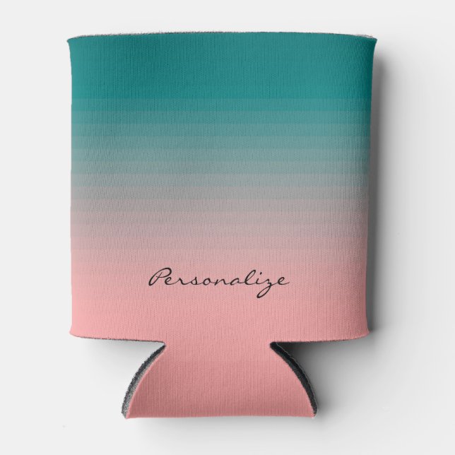 Porta-lata Teal e Rosa (Frente)