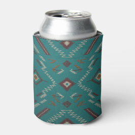 Porta-lata Teal Navajo Tribal Geometric Pattern