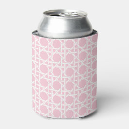 Porta-lata Tecido de Cana Rosa e Branco de Palm Beach