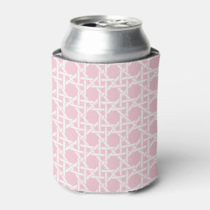 Porta-lata Tecido de Cana Rosa e Branco de Palm Beach
