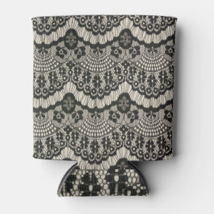 Porta-lata Tecido Lace Ornament em Branco.
