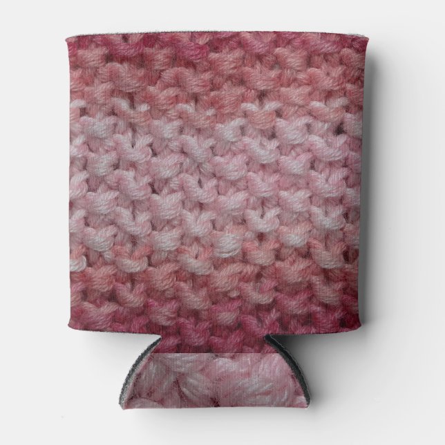 Porta-lata Tecido Red Beige Knit, Texturado. (Frente)