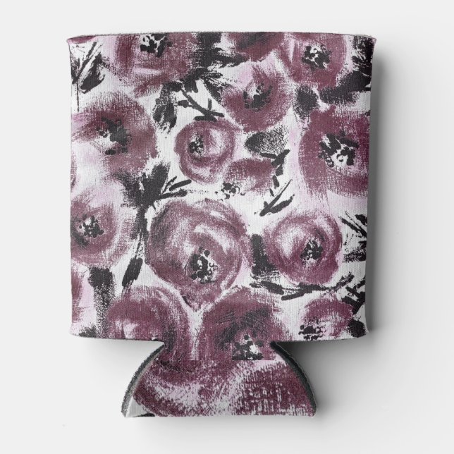 Porta-lata tecido rosa abstrato, texturas diversas. (Frente)