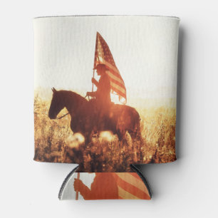 Porta-lata Tema da bandeira do Cowboy Portrait USA.
