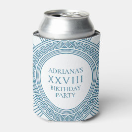 Porta-lata Tema de festa com toga grega com padrão azul