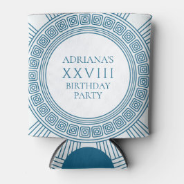 Porta-lata tema de festa de toga grega com padrão azul